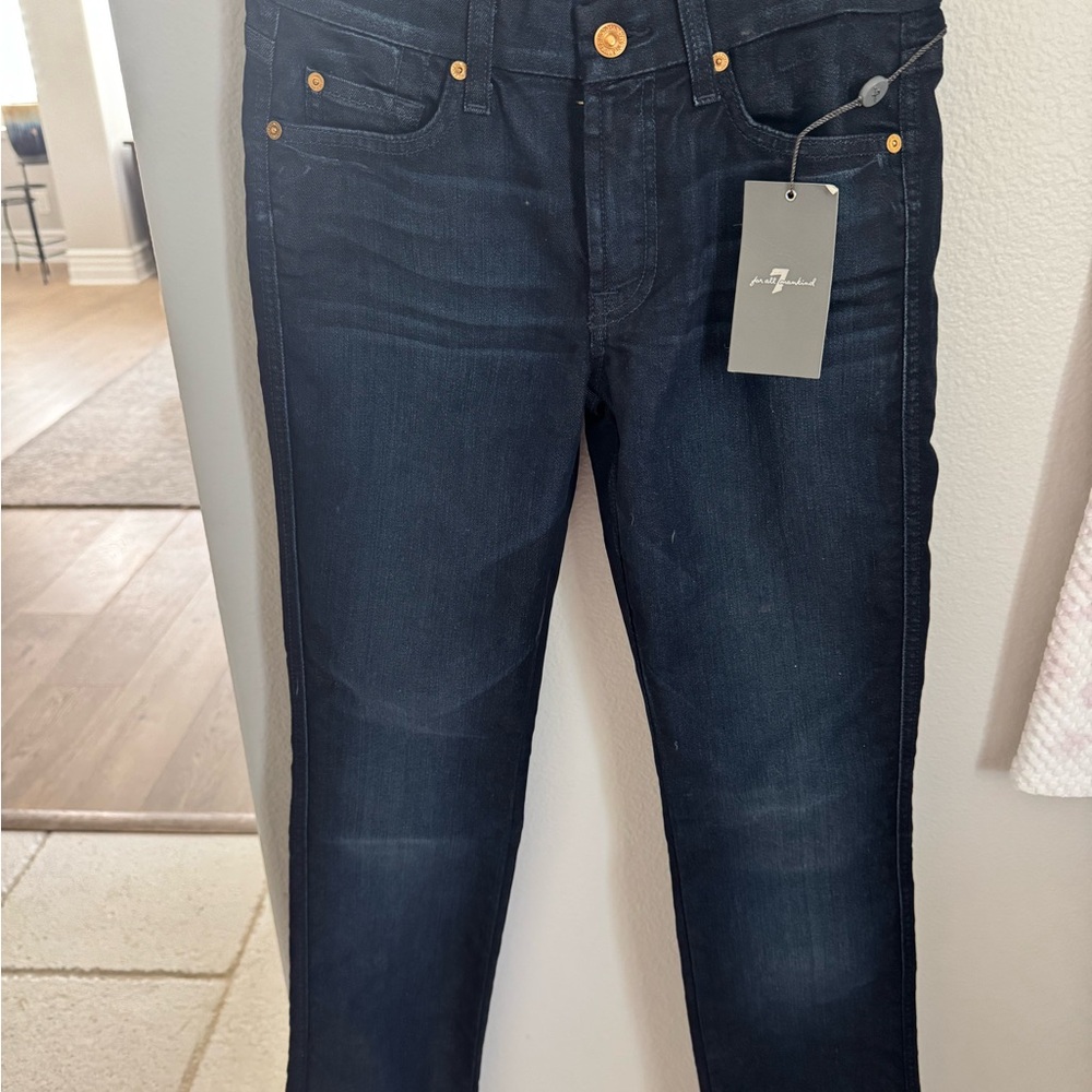 7 For All Mankind Blue Straight Leg Jeans